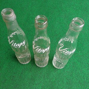 【売切御免】昭和レトロ ビタピー Vitapy ガラス瓶 3本セット 古い瓶 ガラス空きビン【ジュース空瓶】A026の画像2