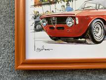 ■BOW。池田和弘『Alfa Romeo Giulia Sprint GT』B5サイズ 額入り 貴重イラスト 印刷物 ポスター風デザイン 額装品 アートフレーム 旧車_画像2