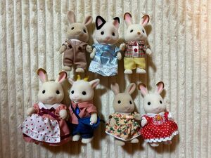 新品 未使用 美品 シルバニアファミリー 人形 Sylvanian Families ショコラウサギファミリー 7にんセット