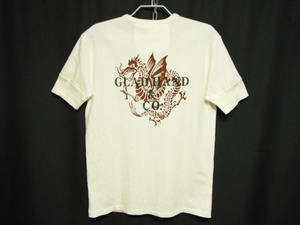 【K153】送料無料★良品★GLAD HAND×FULLCOUNT グラッドハンド フルカウント ヘンリーネック 半袖Tシャツ Lサイズ ロゴプリント コラボ