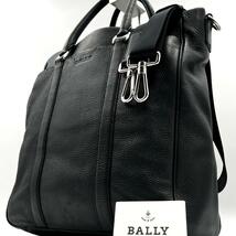 《美品》現行 BALLY バリー メンズ ビジネス シボ革 トートバッグ ショルダーバッグ A4 レザー ブラック 斜め掛け 通勤_画像1