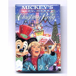Disney Mickey Can Badge Type Badge 1995 Mickey's Herpe Christmar Party Walt Dizney World