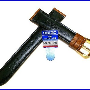 ☆新品正規品☆『SEIKO』セイコー バンド 19mm 牛革バッファロー型押し(切身撥水ステッチ付き)DX89 茶色【送料無料】の画像2