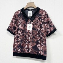 上級ヨーロッパ製※定価2万◆ブルガリア発※RISELIN 半袖Tシャツ 薄手 快適 艶 個性 総柄 透かし レトロ感 トップス レディース L/48_画像9