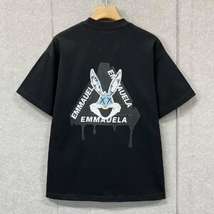 人気・半袖Tシャツ 定価2万◆Emmauela・イタリア・ミラノ発◆高級 快適 速乾 個性 ウサギ柄 トレンド スウェット レジャー 春夏 2XL/52