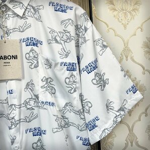 個性EU製＆定価3万◆UABONI*Paris*半袖シャツ*フランス*パリ発◆上品 薄手 総柄 キャラクター アロハシャツ おしゃれ カジュアル M/46の画像6