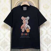 高級EU製＆定価2万◆UABONI*Paris*半袖Tシャツ*ユアボニ*パリ発◆コットン100％ 吸汗 薄手 個性 カットソー モノグラム Bearbrick 2XL/52_画像1