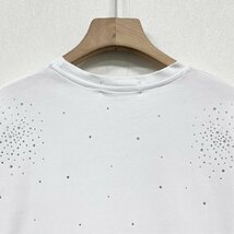 個性ヨーロッパ製※定価2万◆ブルガリア発※RISELIN 半袖Tシャツ 綿100% 薄手 通気 ラインストーン 光沢感 ゆったり スウェット 街着 XL_画像4