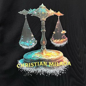 定価2万★christian milada・ミラノ発・半袖Tシャツ★コットン100％ 吸汗 薄手 柔らかい オシャレ 天秤座 きれいめ ユニセックス 2XL/52の画像3