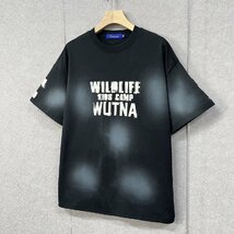 個性・半袖Tシャツ 定価2万◆Emmauela・イタリア・ミラノ発◆綿100％ 薄手 通気 快適 英字柄 プルオーバー スウェット カッコイイ 街着 L_画像8