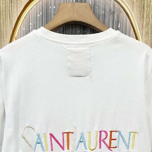 定価2万★christian milada・ミラノ発・半袖Tシャツ★コットン100％ 通気 薄手 英字刺 トップス カットソー ゆったり ユニセックス Lの画像5