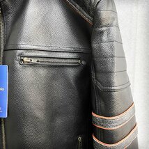 個性・ライダース 定価16万◆Emmauela・イタリア・ミラノ発◆上質牛革 重厚 USAF*TYPE スカル刺繍 本革 レザージャケット 2XL/52サイズ_画像7