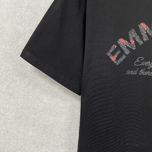 個性・半袖Tシャツ 定価2万◆Emmauela・イタリア・ミラノ発◆コットン100％ 速乾 吸汗 薄手 バラ ロゴ カットソー 定番 男女兼用 L/48の画像6