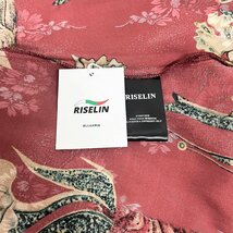 上級ヨーロッパ製※定価3万◆ブルガリア発※RISELIN 半袖Tシャツ 高級シルク混 速乾 薄手 総柄 折り襟 上品 トップス カジュアル 夏 L/48_画像8