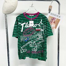 高級ヨーロッパ製※定価2万◆ブルガリア発※RISELIN 半袖Tシャツ 薄手 個性 ウサギ ストライプ柄 ダメージ加工 ゆったり ストリート M/46_画像10