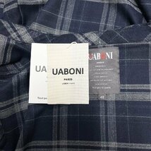 定番EU製＆定価4万◆UABONI*Paris*長袖シャツ*ユアボニ*パリ発◆高品質カシミヤ 薄手 快適 ソフト チェック柄 オシャレ 洗練 通勤 L/48_画像9