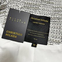 定価6万★christian milada・ミラノ発・ツイードジャケット★高級リネン混 柔らかい 艶 総柄 キレイめ オシャレ 着せ 通勤 レディース S_画像7