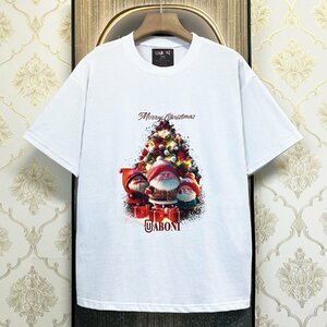 個性EU製＆定価2万◆UABONI*ユアボニ*半袖Tシャツ*フランス*パリ発◆高級 快適 ソフト クリスマス 半袖 スウェット カットソー M/46サイズ