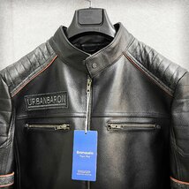 個性・ライダース 定価16万◆Emmauela・イタリア・ミラノ発◆上質牛革 重厚 USAF*TYPE スカル刺繍 本革 レザージャケット L/48サイズ_画像4