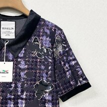 定番ヨーロッパ製※定価2万◆ブルガリア発※RISELIN 半袖Tシャツ 上品 通気 柔らかい 艶 総柄 千鳥格子 透かし トップス レディース 夏 L_画像5