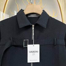 個性EU製＆定価6万◆UABONI*Paris*ジャケット*ユアボニ*パリ発◆上品 薄手 速乾 立体感 無地 ストリート アウター カジュアル 春夏 M/46_画像4