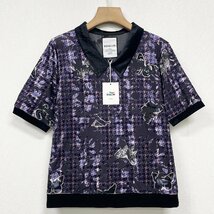 定番ヨーロッパ製※定価2万◆ブルガリア発※RISELIN 半袖Tシャツ 上品 通気 柔らかい 艶 総柄 千鳥格子 透かし トップス レディース 夏 L_画像1