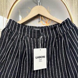 個性EU製＆定価5万◆UABONI*Paris*スーツパンツ*ユアボニ*パリ発◆上品 吸汗 洗練 耐久 ストライプ柄 チノパン ビジネス 紳士 通勤 2XL/52の画像3