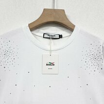 個性ヨーロッパ製※定価2万◆ブルガリア発※RISELIN 半袖Tシャツ 綿100% 薄手 通気 ラインストーン 光沢感 ゆったり スウェット 街着 XL_画像3