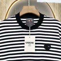 最高級EU製＆定価2万◆UABONI*Paris*半袖Tシャツ*ユアボニ*パリ発◆上質 薄手 通気 柔らかい ボーダー柄 ハート トップス スウェット 夏 XL_画像3