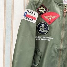 最上級 定価6万 FRANKLIN MUSK・アメリカ・ニューヨーク発 フライトジャケット MA-1 USAF*TYPE 薄手 高級刺繍 ブルゾン アウター サイズ3_画像6