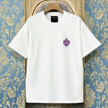 定価2万★christian milada・ミラノ発・半袖Tシャツ★高級 綿100％ 快適 薄手 通気 ロゴ 個性 トップス プルオーバー 日常 男女兼用 M/46_画像2