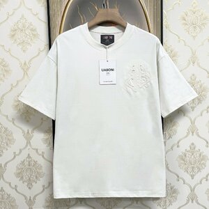 個性EU製＆定価2万◆UABONI*Paris*半袖Tシャツ*ユアボニ*パリ発◆コットン100％ 薄手 伸縮性 ストリート カットソー シンプル 日常 夏 M