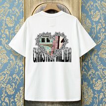 定価2万★christian milada・ミラノ発・半袖Tシャツ★綿100％ 薄手 通気吸汗 個性 ハート柄 ロゴ オシャレ カジュアル 普段着 夏 2XL/52_画像1