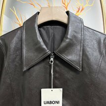 絶賛EU製＆定価15万◆UABONI*Paris*レザージャケット*ユアボニ*パリ発◆高級牛革 防風 ライダース 革ジャン アウトドア アウター 定番 L/48_画像4