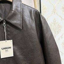 絶賛EU製＆定価15万◆UABONI*Paris*レザージャケット*ユアボニ*パリ発◆高級牛革 防風 ライダース 革ジャン アウトドア アウター 定番 L/48_画像6