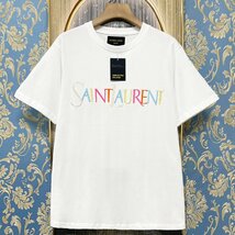 定価2万★christian milada・ミラノ発・半袖Tシャツ★コットン100％ 通気 薄手 英字刺 トップス カットソー ゆったり ユニセックス L_画像1