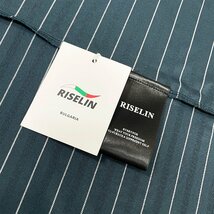 定番ヨーロッパ製※定価3万◆ブルガリア発※RISELIN ポロシャツ 高級シルク/綿混 通気 ソフト 薄手 洗練 ストライプ柄 ビジネス 通勤 M/46_画像9