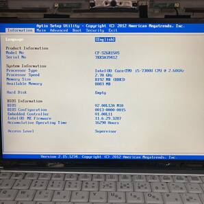 【BIOS可】ジャンク Let's note SZ6 CF-SZ6R15VS CPU 第7世代 Core i5 7300U メモリ8GB HDD/SSDなし 中古 PC ノートパソコン 基盤 部品の画像2