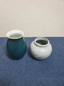 ☆h265☆アンティーク☆花瓶☆青系☆陶器☆飾り☆2点セット☆ 中国美術☆ 花器