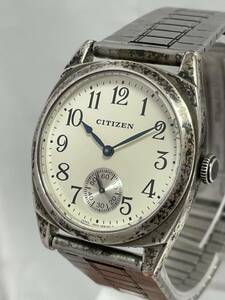 【50-8】1円〜 CITIZEN シチズン 1938モデル 4645-E69102 クォーツ スモセコ シルバー925 ホワイト メンズ 【ジャンク】同梱不可