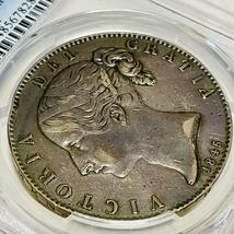 【美麗品 1845 イギリスクラウン 銀貨 ヴィクトリア 】ヤングヘッド PCGS XF Details ウイリアム・ワイオン ビクトリア 英国_画像5