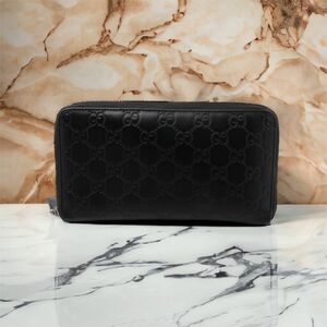 GUCCI グッチ シマ GG ラウンドファスナー 長財布 レザー ウォレット