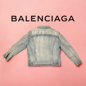 BALENCIAGA バレンシアガ 2018ss 534553 バックロゴ デニムジャケット Gジャン ライトブルー