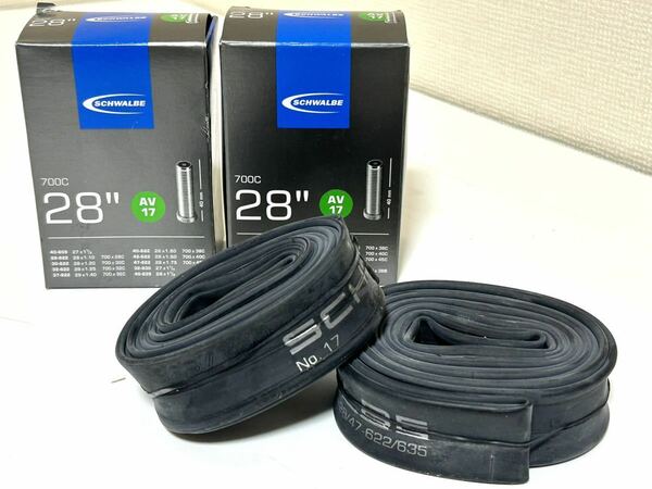 【送料無料】700C米式チューブ Schwalbe AV17 700×28-47C バルブ長40mm 2個セット