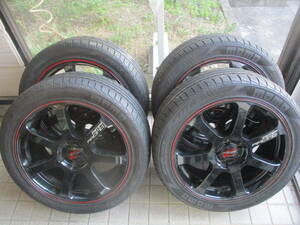 164 溝あり RMP RACING 18インチ アルミ ホイール 225/45ZR18 ｍｏｍｏ Ｏｕｔｒｕｎ ｍ３ 4本SET 2021年製