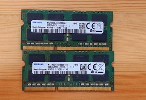 L0423-02　PCメモリ2枚セット　SAMSUNG　PC3L-12800S（DDR３L-1600）８GB×2枚　(計16GB）