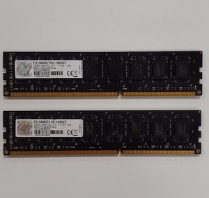 L0422-03　PCメモリ2枚セット　G.SKILL　PC3-12800（DDR3-1600）　F3-1600C11D-16GNT　各8GB　計16GB