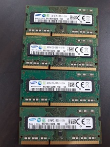 L0425-08　PCメモリ4枚セット SAMSUNG PC3L-12880S(DDR3L-1600) M471B5173QH0-YK0 各4GB 計16GB