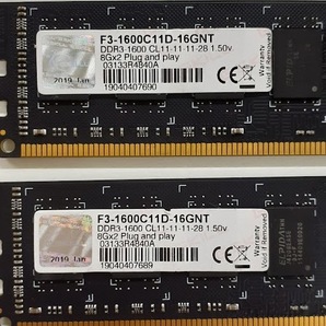 L0422-03 PCメモリ2枚セット G.SKILL PC3-12800（DDR3-1600） F3-1600C11D-16GNT 各8GB 計16GBの画像3