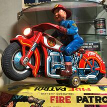 ブリキロボット　バイク ブリキのバイク　FIRE PATROL 増田屋ブリキ　ヴィンテージブリキ　1950s 消防パトロール　ヨネザワ玩具　野村_画像1